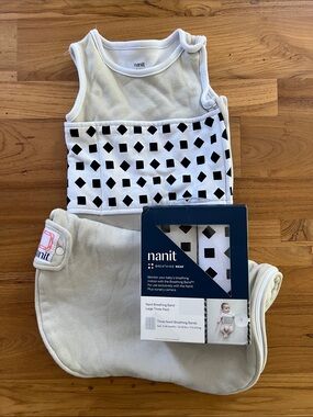 Nanit Breathing Wear Sleeping Bag Medium 3-6M Like New + 2 Breathing Bands NIB L